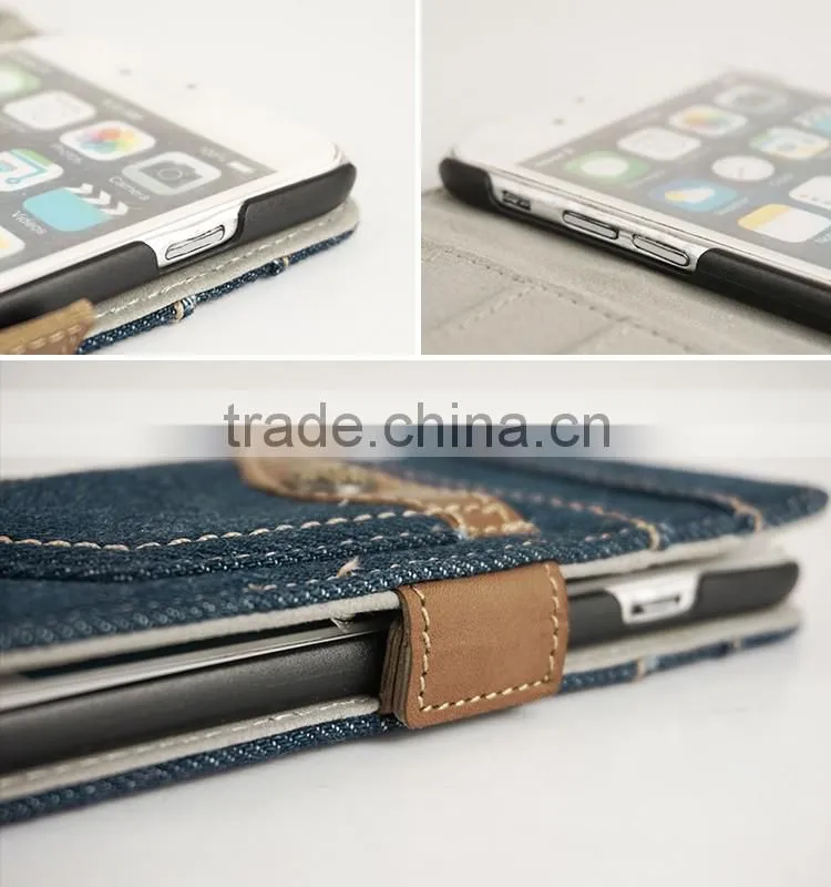 Denim Jean Mobile Phone Case With Card Slots for iPhone 6