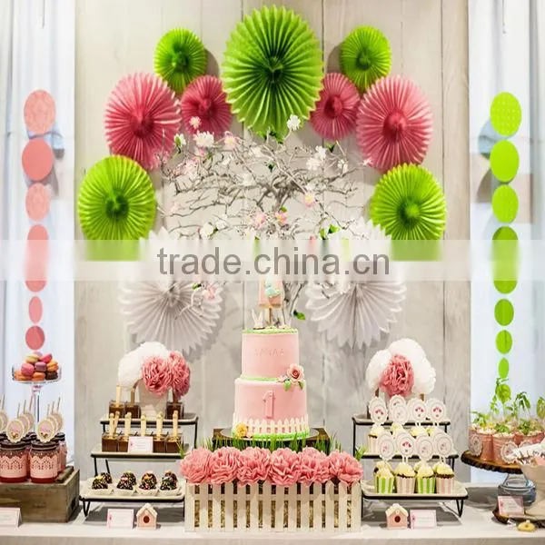 Wholesale Wedding Party Decoration Round Fan 8" (20cm) Hanging Tissue Paper Fan