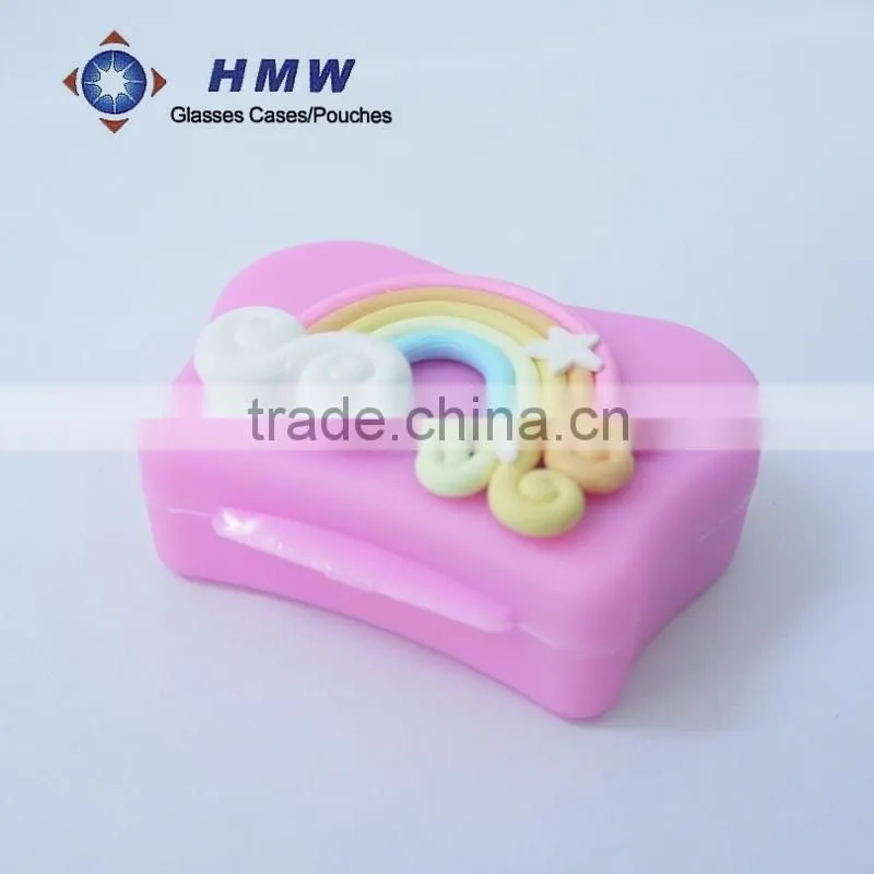 rainbow plastic contact lens mate case kit with accessories:dual case ,tweezer,stick
