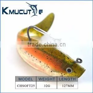Soft bait lead fish, curl tail fishing lure, shiny body lead bass lure Chentilly CHSOFT28 fishing tackle wholesaler