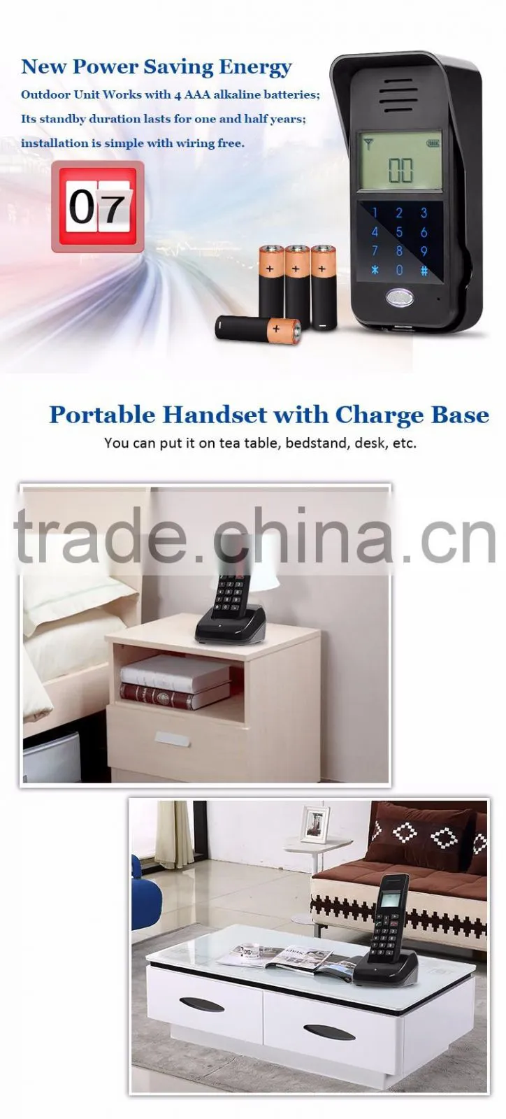 Home Security 2.4GHz Digital Wireless Audio Door Phone Intercom System