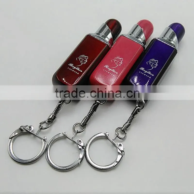 Fashion metal keychain cigarette type lipstick lighter