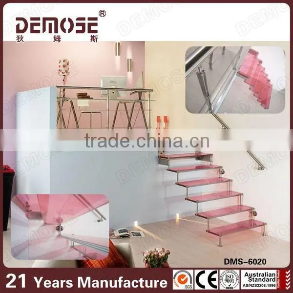 indoor stair railing installation tempered glass small space straight stairs