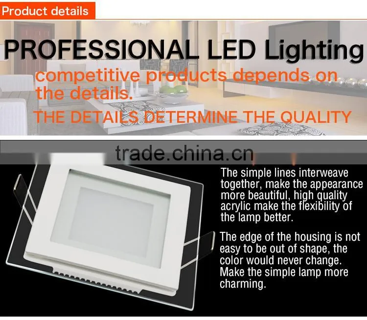 SMD 5630 square 6w 12w 18w 24w glass led panel light