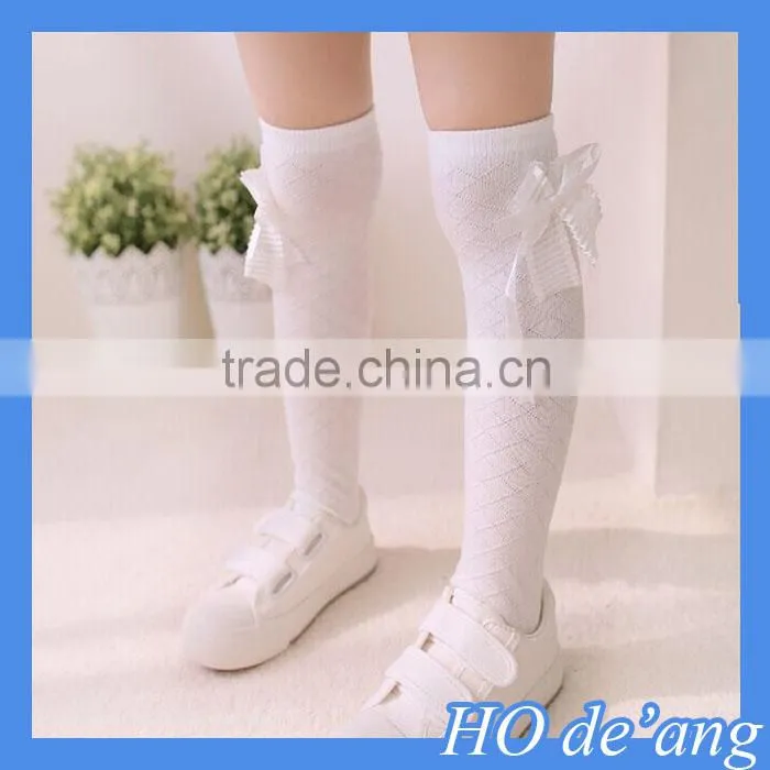 HOGIFT pure cotton Knee high socks/princess dress half socks/bowknot stripe stockings for 2 to 12 years Children
