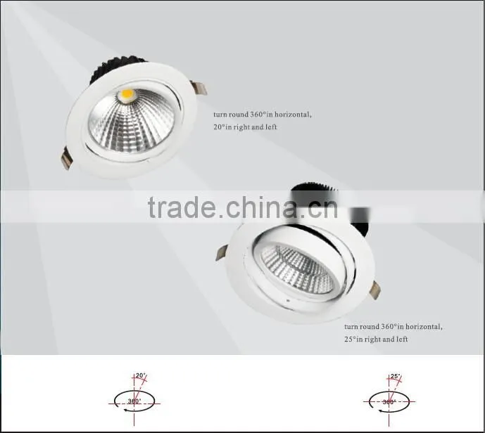 Shenzhen KWT 5 years warranty 100lm/w dimmable rotatable citizen cob led downlight 35w/40w/45w/50w/55w