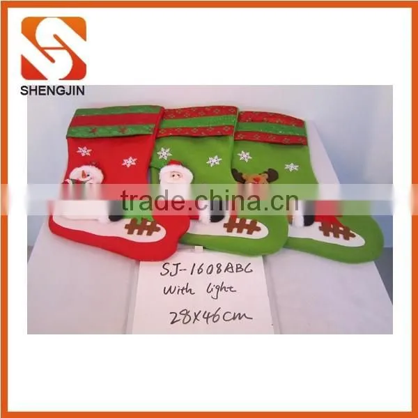 SJ-6817 Light up Sock Gift Bag flashing Tree Decorating led lights Santa Claus Christmas Stocking