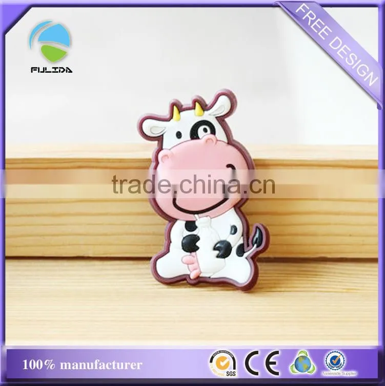 dairy cow soft pvc rubber embossed promotional fridge magnet
