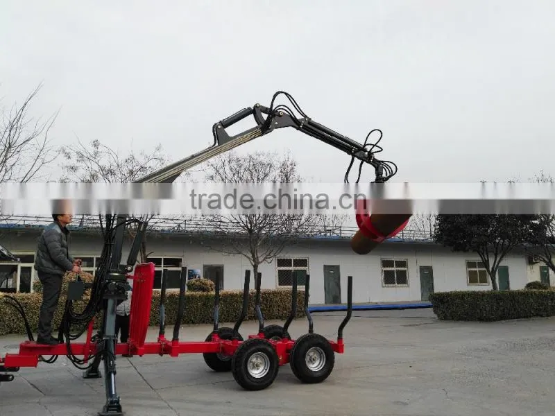 1ton 3ton atv log trailer with crane for forestry working