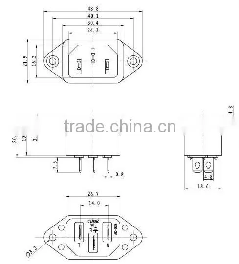 China 2014 new power socket switch AC-008