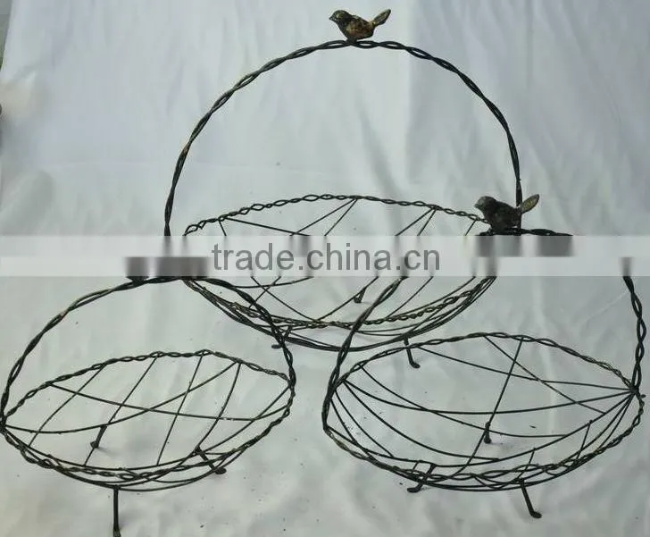 Country style rustic wire basket for plants