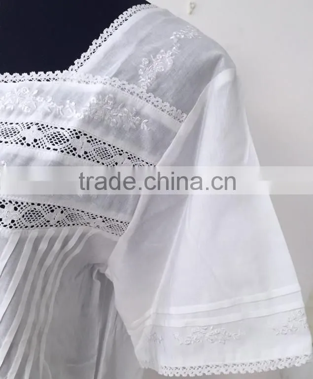 High Quality White Cotton Sleepwear Nightgown