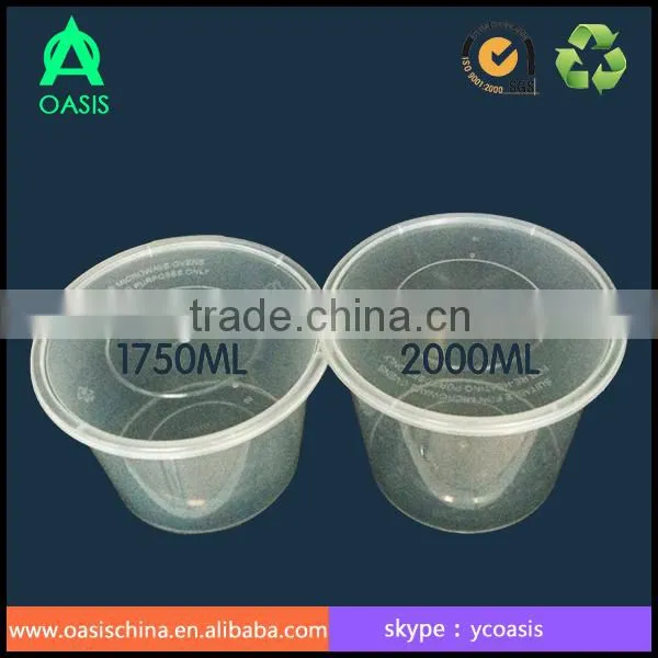 1750ml volume Disposable plastic round base food container