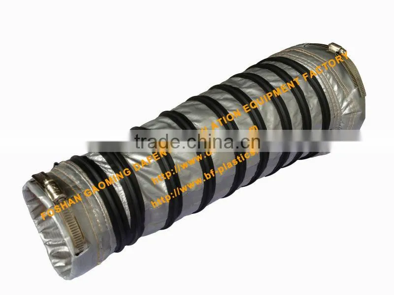reducing flexible insulated air duct hose with hose clamp