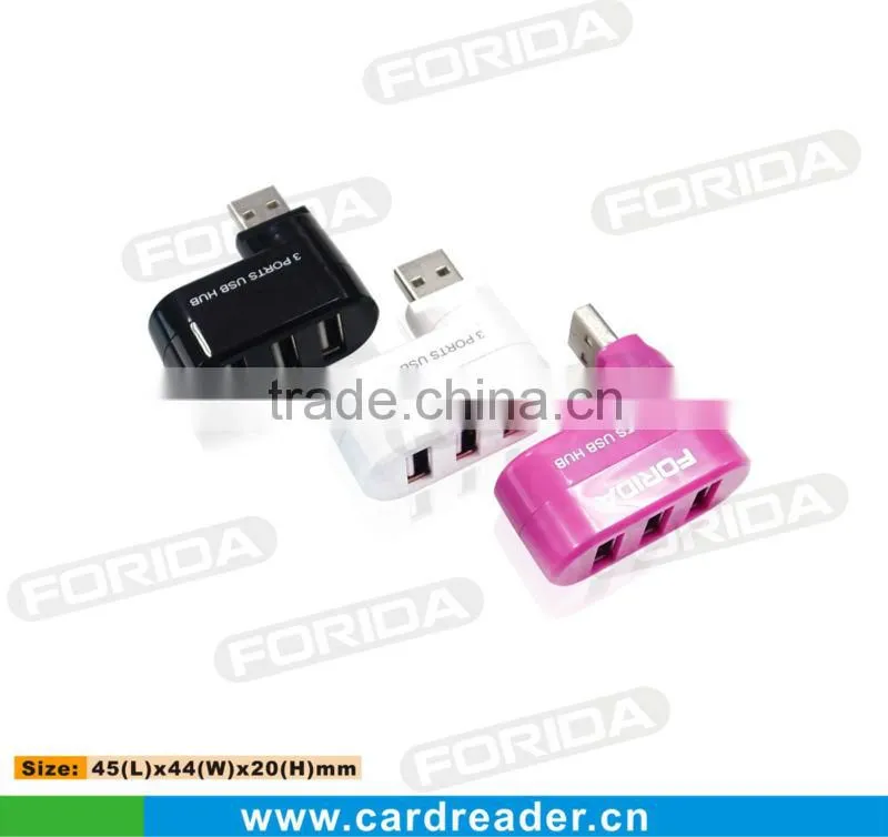 Hot selling USB 2.0 3port Rotational hub for laptops 180 degree