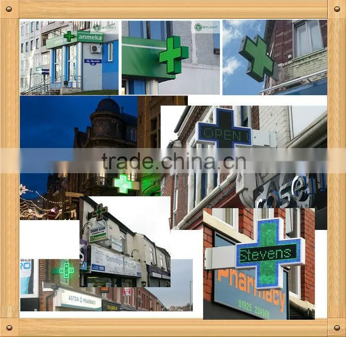 Single side full color RF wireless communication P10-48cm Small LED pharmacy cross sign
