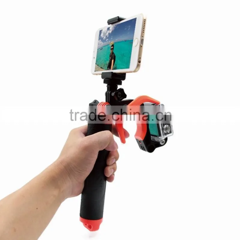Telesin New Floating bobber grip handle with pistol trigger and cellphone clip for Go Pro, Xiaomi and SJCAM cameras