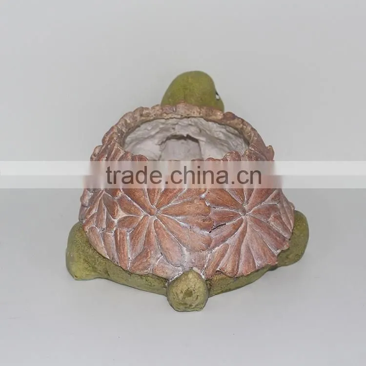Polyesin Custom Tortoise Animal Garden Statue Figurine Decoration Flower Pot, Magnesium Oxide Resin Tortoise Shape Flowerpot