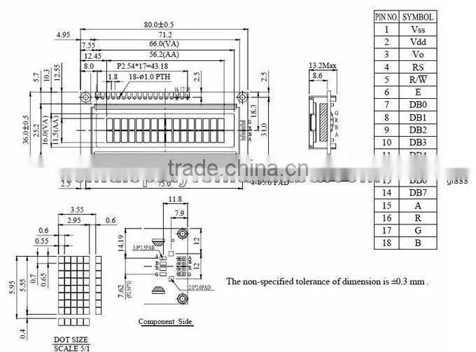 Basic1602 character STN lcd module black on green