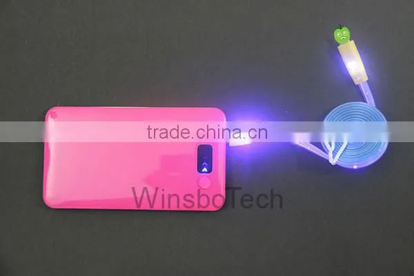 2014 Christmas gift colorful led smiley face micro usb cable for iphone 5 /5s/ 6