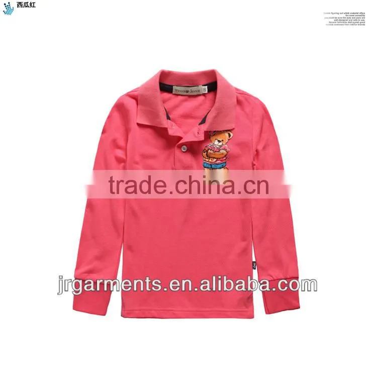 Pique child polo t shirt for long sleeve t-shirt cotton polo t-shirt with EMB