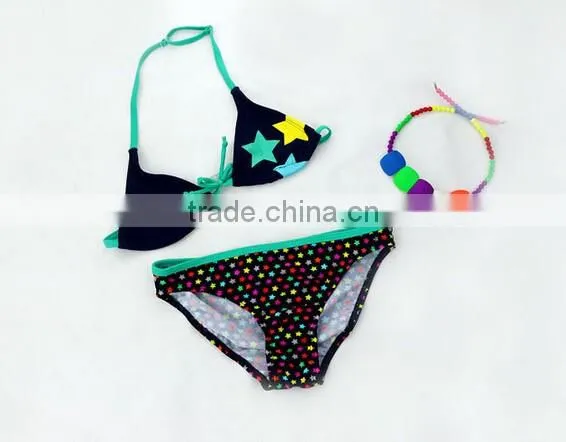 Girls Kids Cartoon Print Bikini Set Child Stars Swimwear Swimming Bathing Suit