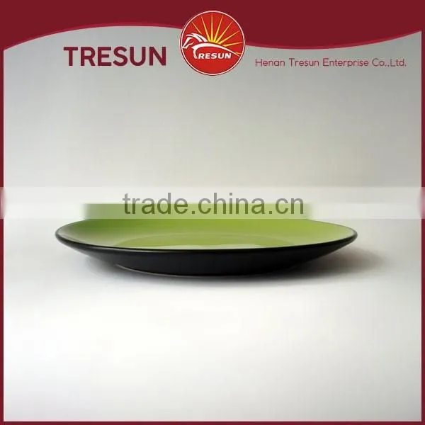 two tone color glazed plates, cheap ceramic plate wholesale