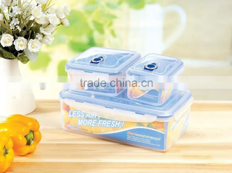 3 pcs rectangular plastic food container lunch box