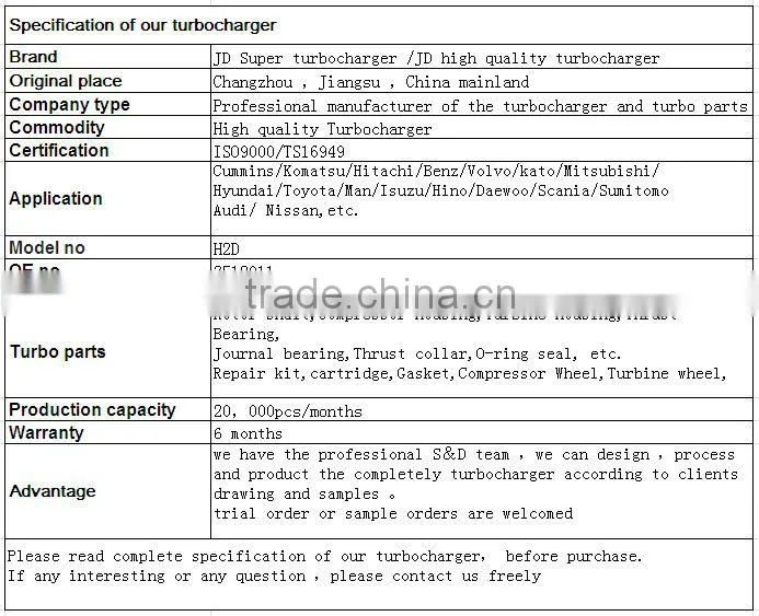 H2D Turbocharger 3518911 turbolader
