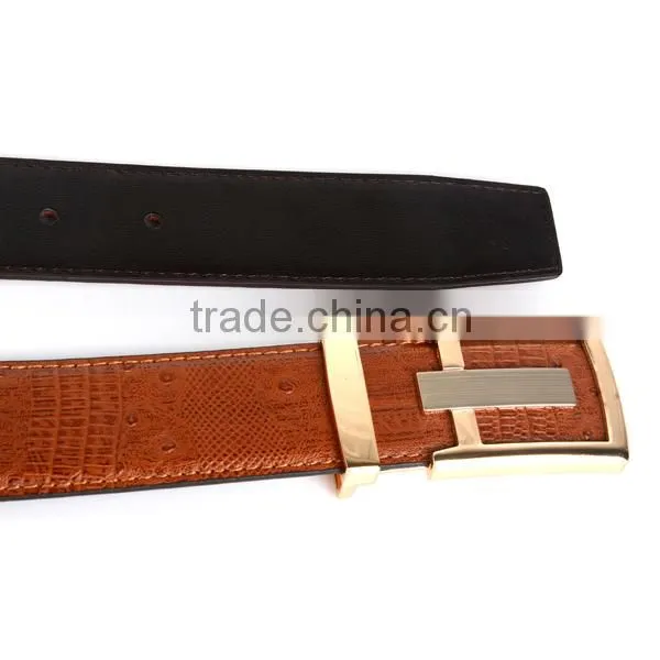 Gold Flat Belt Buckle Cheap Leather Belt For Men