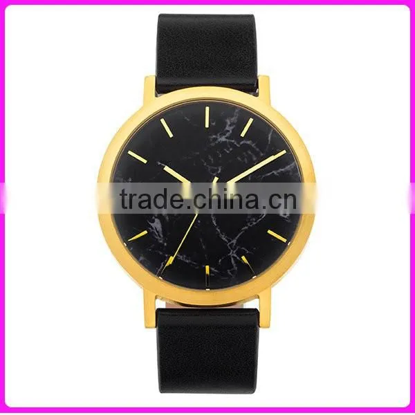 2016 new arrival japan movt quartz watch stainless steel back marble dial watch