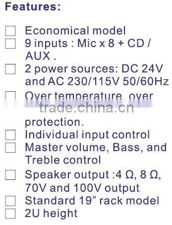 Taiwan Professional Power Mixer Amplifier QSM512X8
