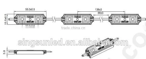 12V IP65 waterproof 2 pcs 5050 SMD injection led module