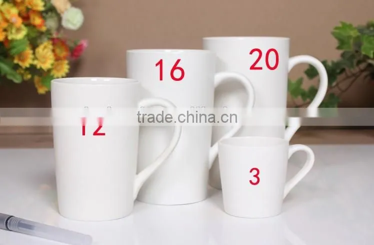 12oz porcelain white mug and decal-painted ceramic drinkware