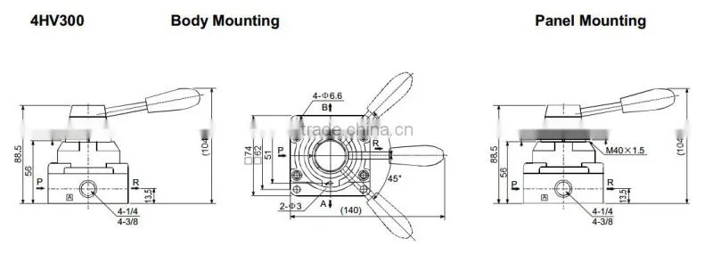 4HV Series Pneumatic Hand Valve-4 Ports Hand Lever Valve