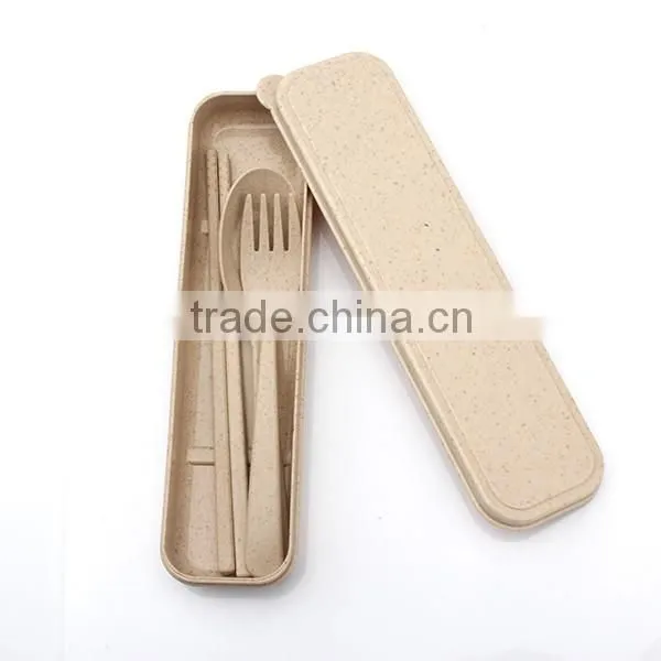 Hot sale wheat straw cutlery set with box