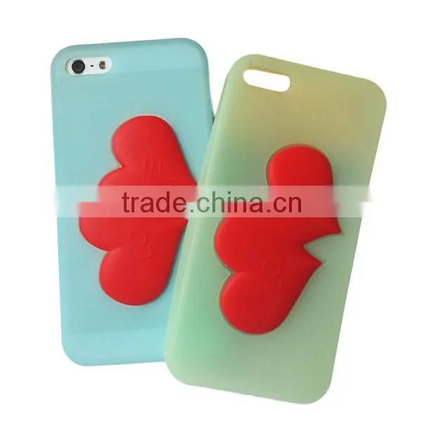 New Design 3D Heart Shaped Silicone Cell Phone Case
