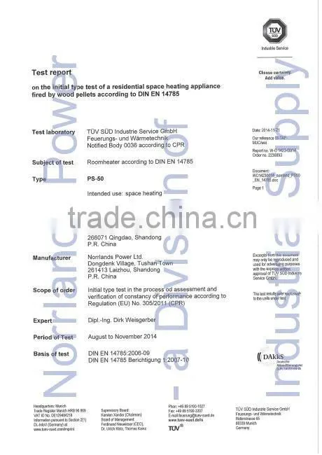 With CE,2015 EN14785 stage 2 test in germany TUV-SUD,morden cheap wood pellet Stove PS-50