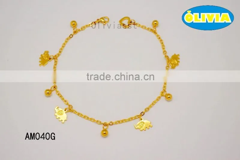 Olivia Jewelry New Design Wholesale Stainless Steel Gold Charm Anklet/Bracelet Designs