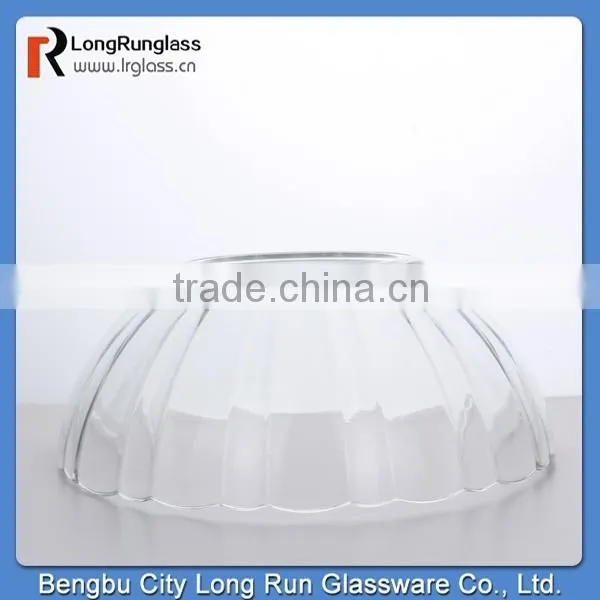 LongRun kitchen glassware wavy mouth glass fruit plate with round bottom
