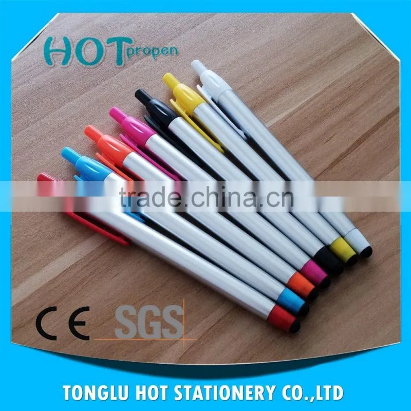 spray silver barrel click ballpen with stylus touch