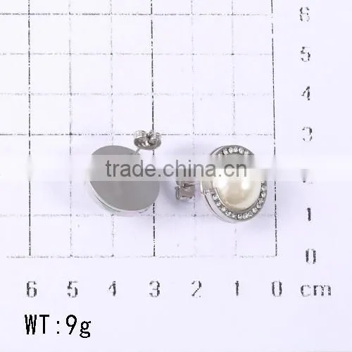 Latest exquisite workmanship favorable price white big pearl earrings with shinning stone