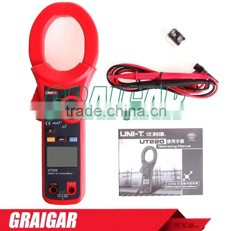 UNI-T UT220 UT-220 Professional Multitester 2000A Auto Range Data Hold LCD Backlight Digital Clamp Meters Megohmmeter