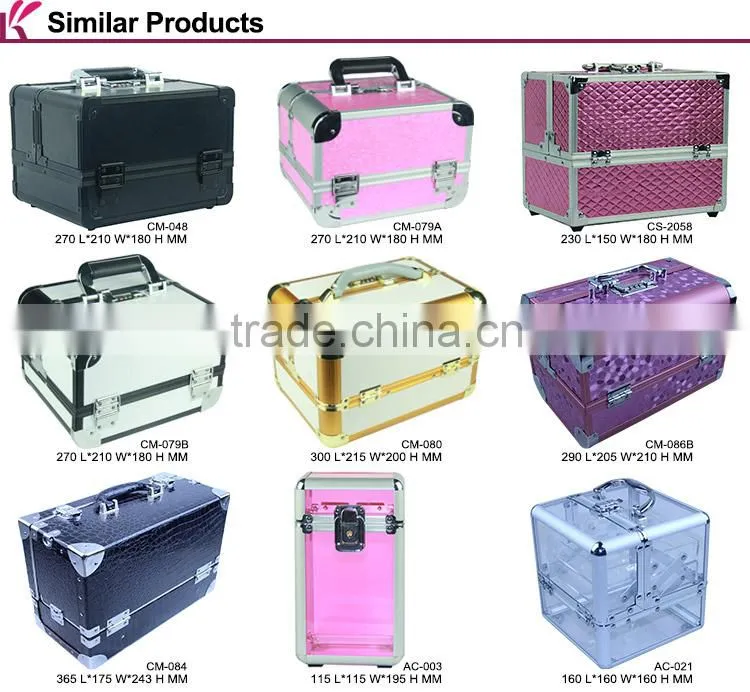 Personalized Most Popular Products Red Sequin PU Antique Professional Cosmetic Case
