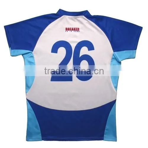 Blue Color Any Style Logo Man Team Rugby Sportswear Jersey Uniform