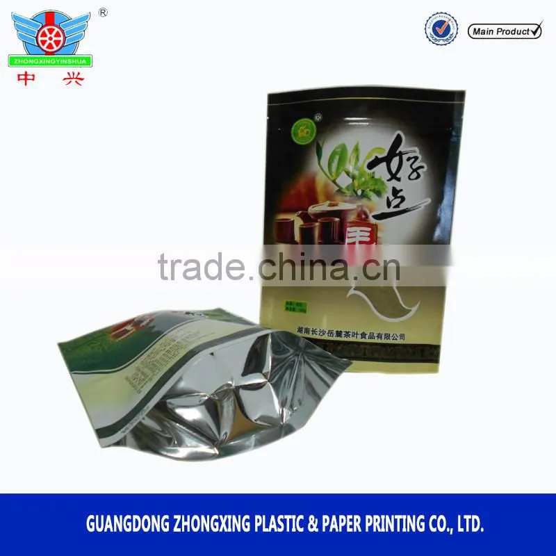 Factory sale PET aluminizing plastic tea bags with zipper
