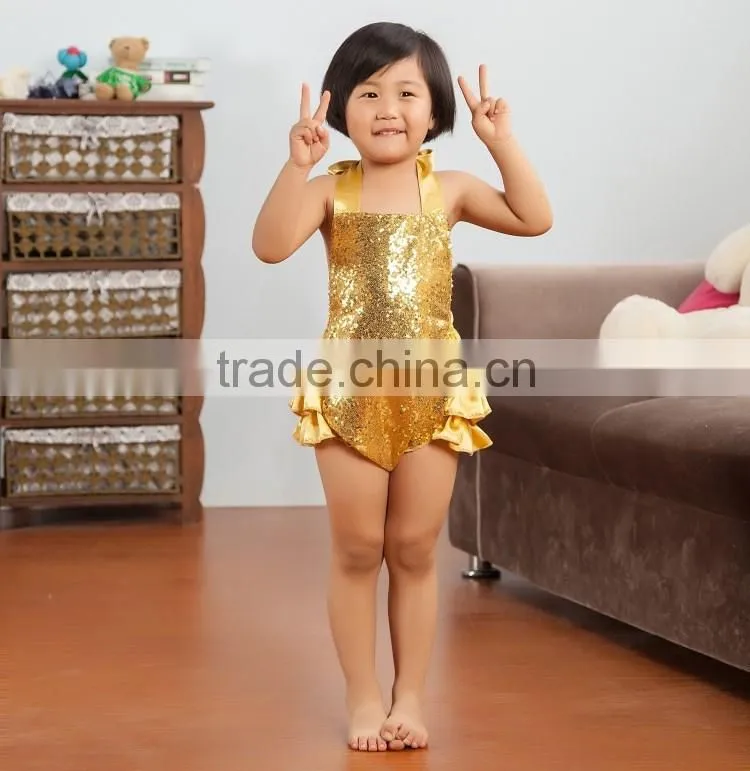 2017 New Product Wholesale Boutique Solid Shiny Romper, Bow-Knot Hairband Baby Adorable Girls Summer Clothes
