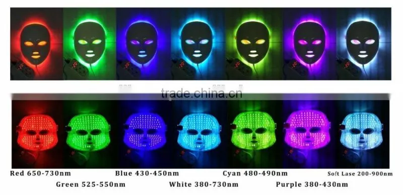 7 colors red/green/blue/white/cyan/purple 3D anti-aging facial mask Led photon treatment PDT acne wrinkle removal machine