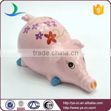 Cute pink hand painted ceramic pig modern home decor