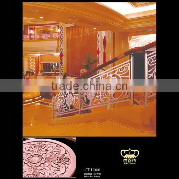 Luxury Aluminum Handrails Staircase Golden Balustrade for Hotel Villa